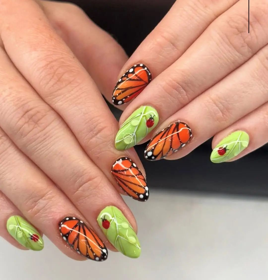 Vibrant Butterfly-Inspired Nail Art Design