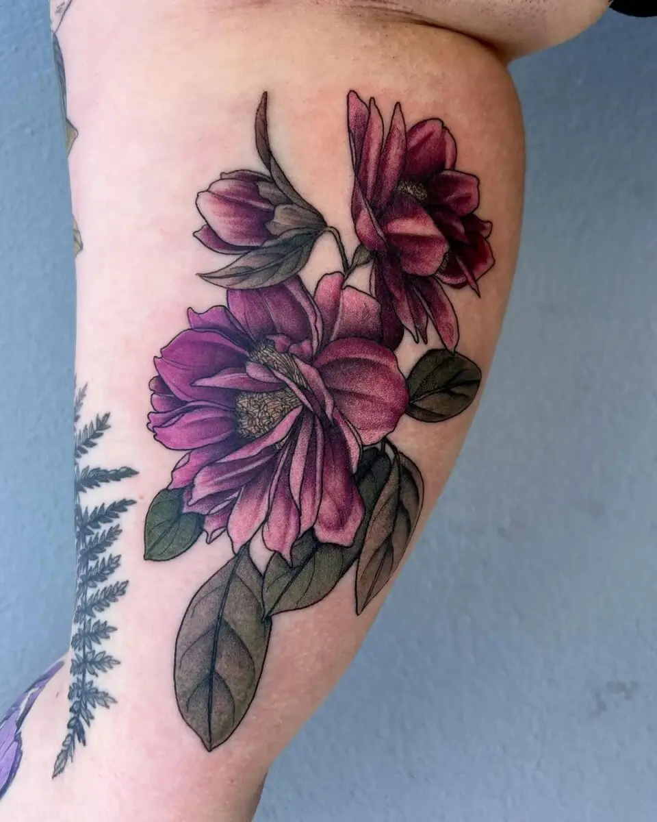 Stunning Camellia Floral Tattoo Art