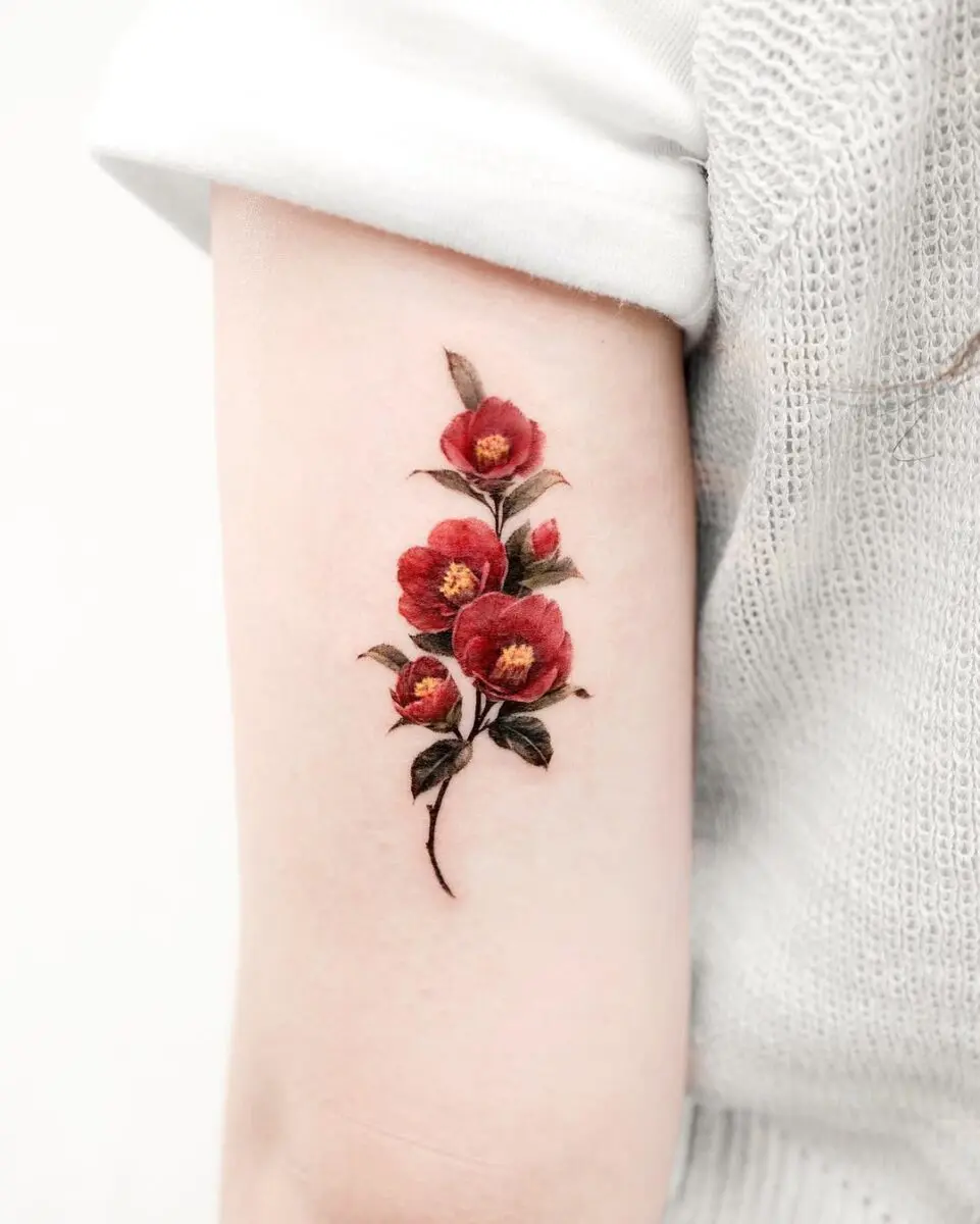Stunning Camellia Tattoo on Arm