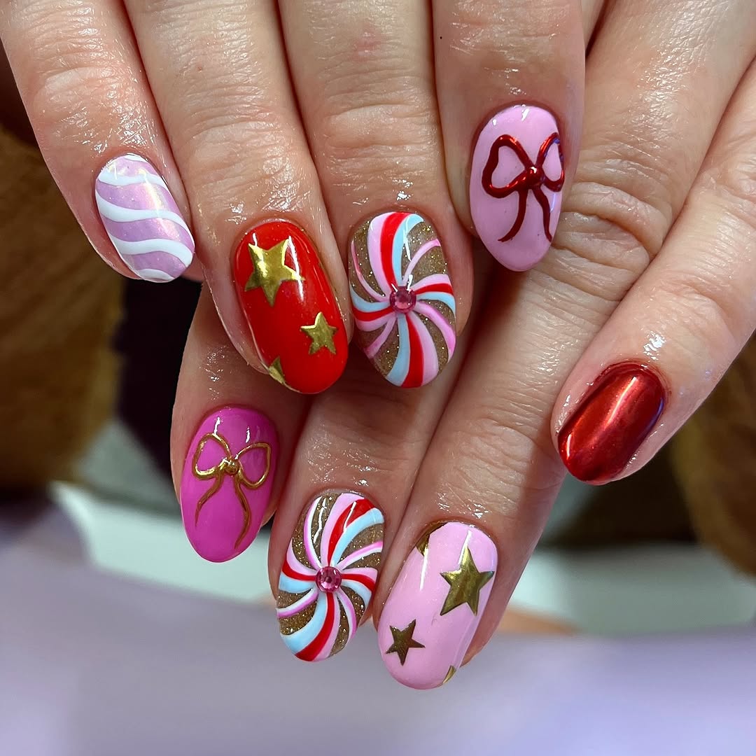 Festive Candy Cane Nail Art for Holidays