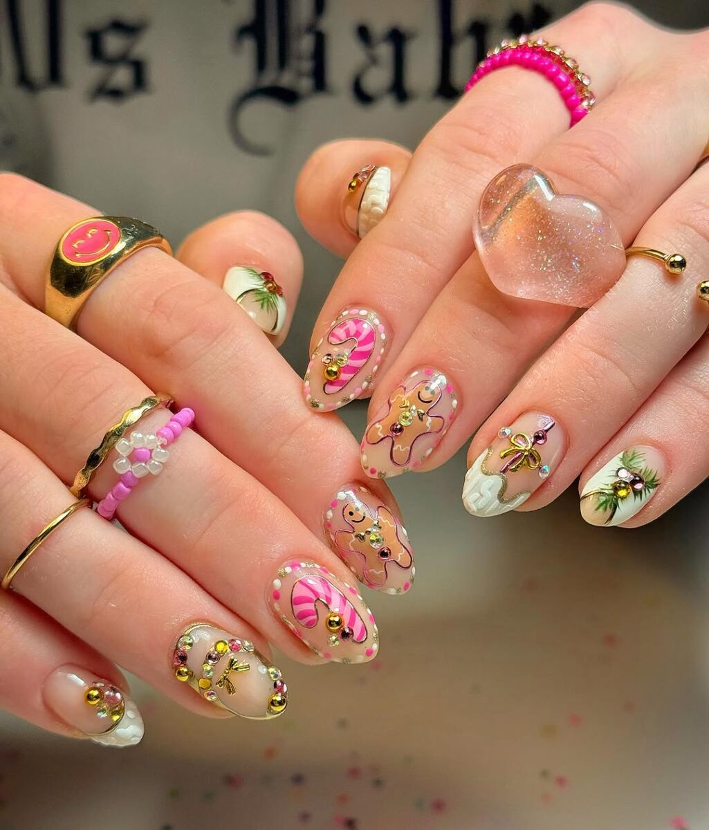 Charming Candy Cane Nail Art for Holidays