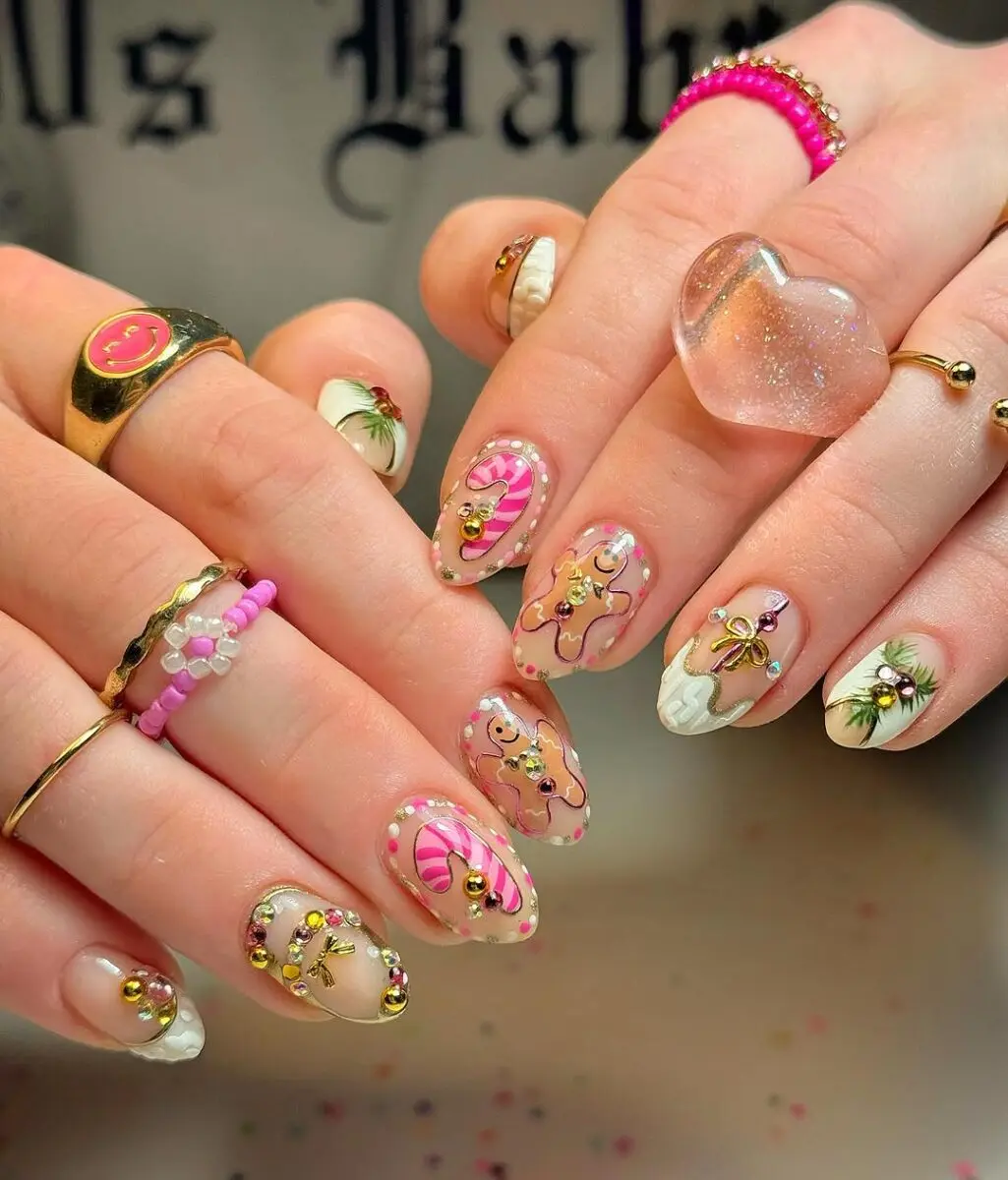 Charming Candy Cane Nail Art for Holidays