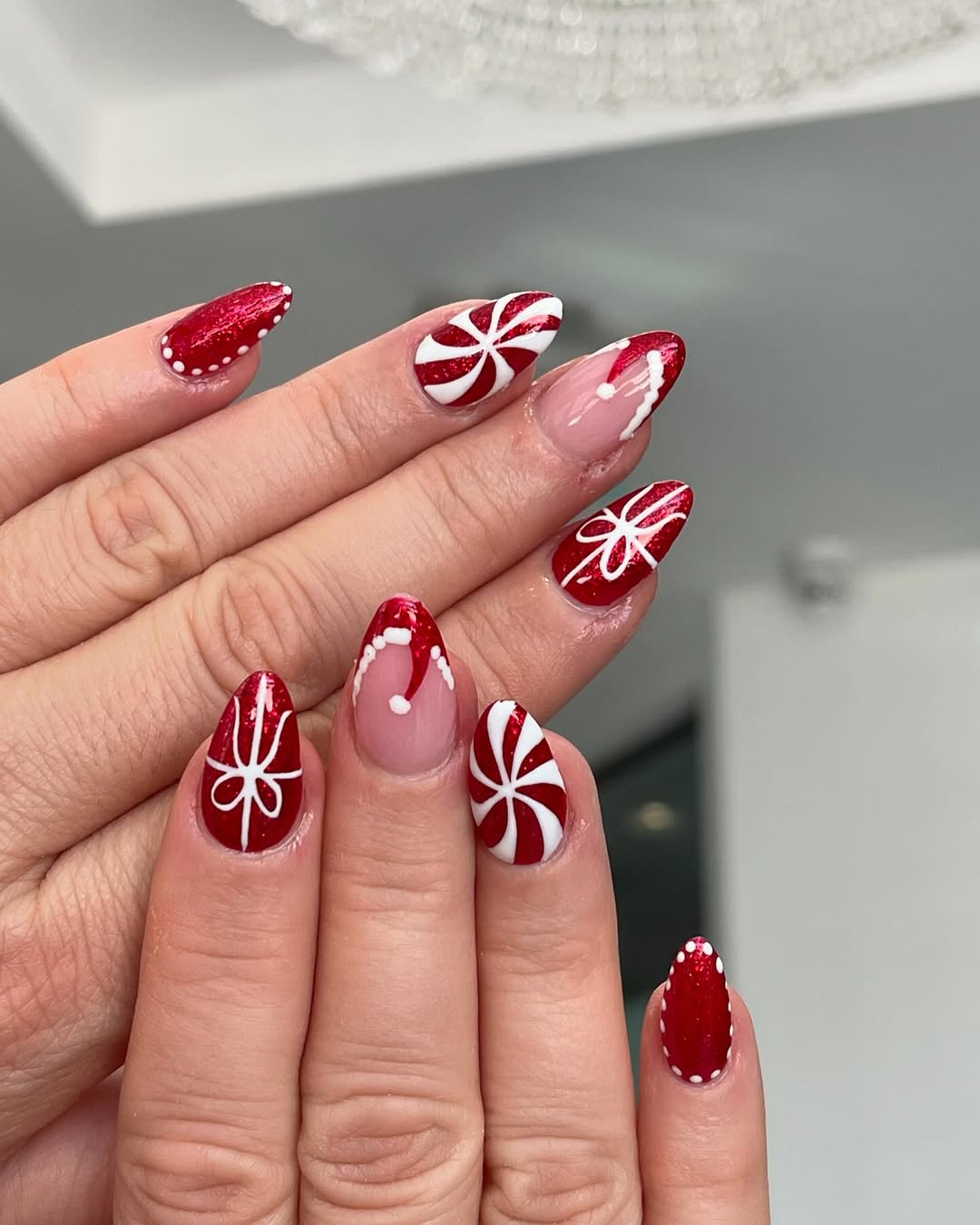 Festive candy cane nail art for the holidays