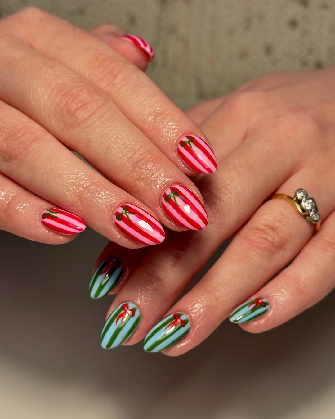 Festive candy cane nails for holiday cheer
