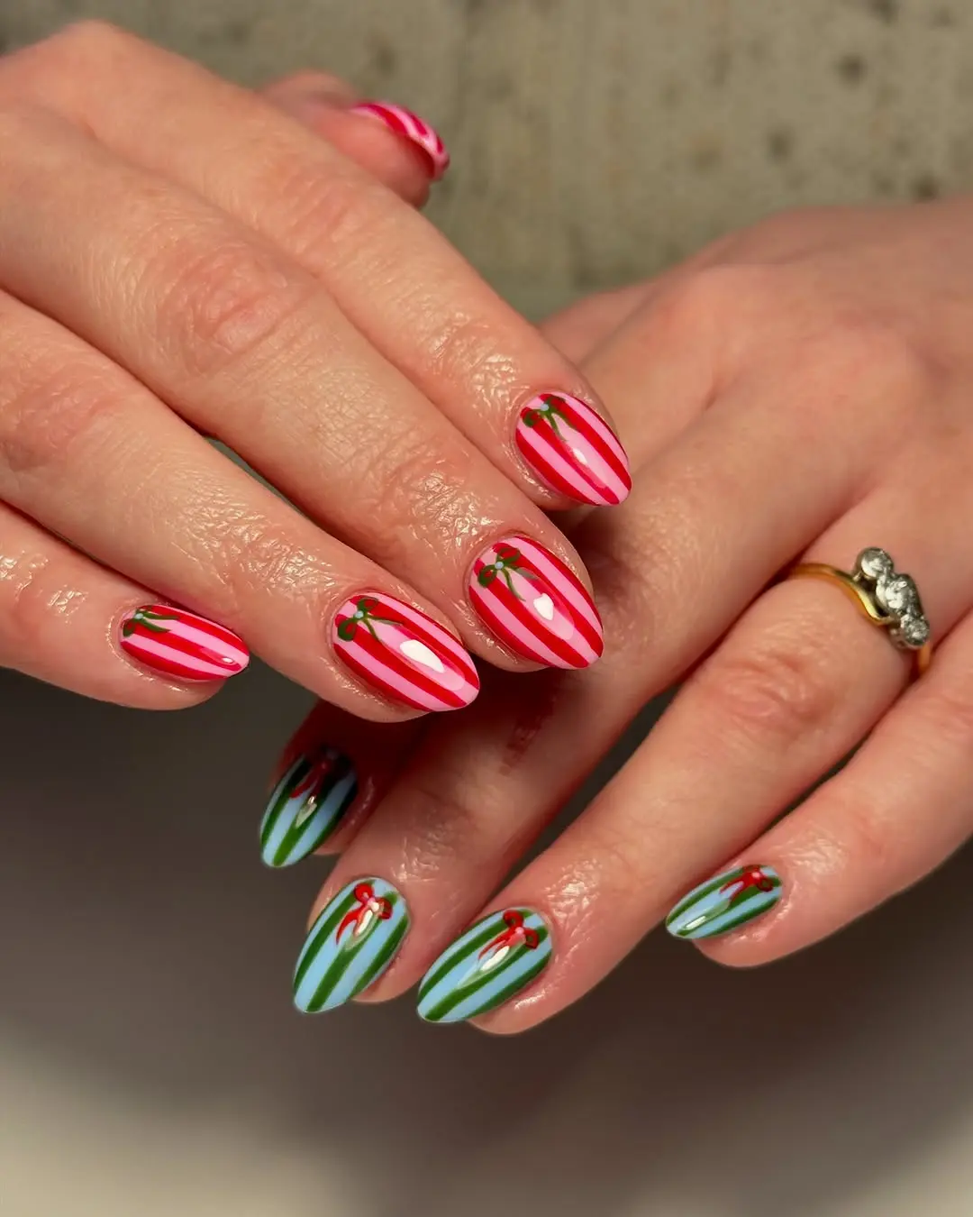 Festive candy cane nails for holiday cheer