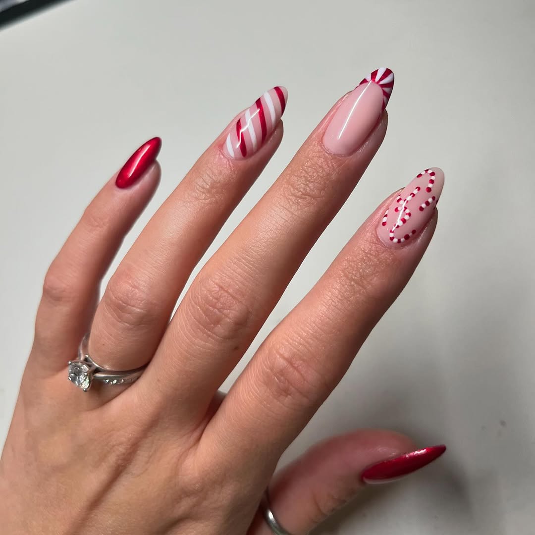 Festive Candy Cane Nail Art for the Holidays