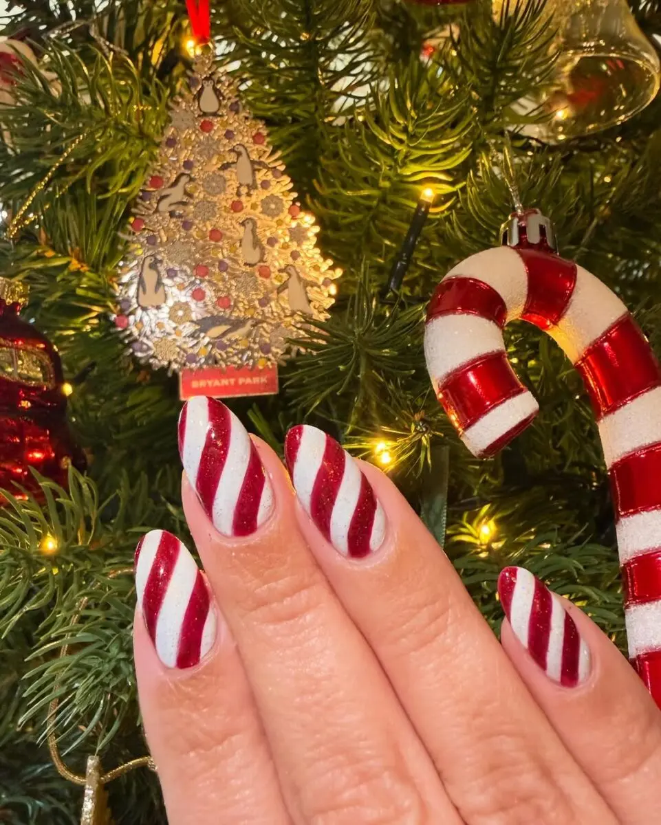 Fun and Festive Candy Cane Nail Design