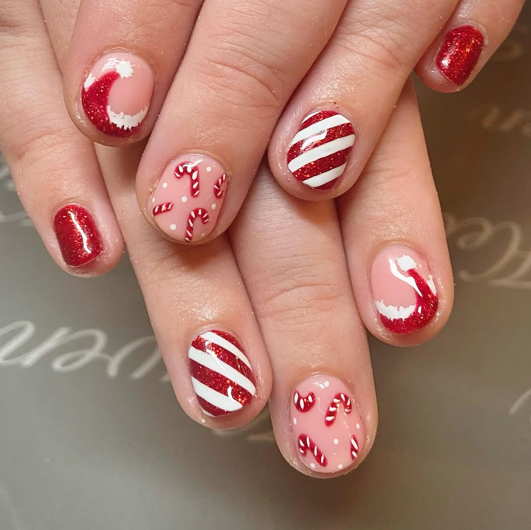 Festive candy cane nail art inspiration