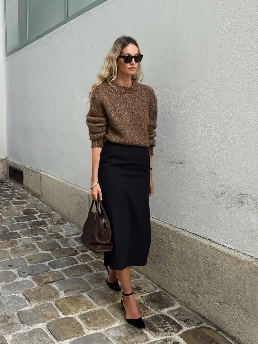 Effortlessly chic winter pencil skirt look