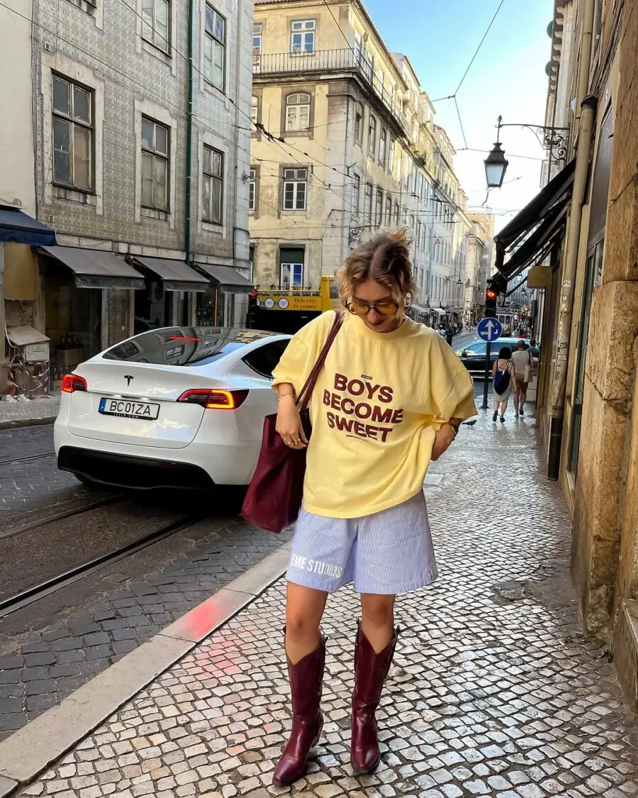 Bold Statement Tee and Chic Shorts Ensemble