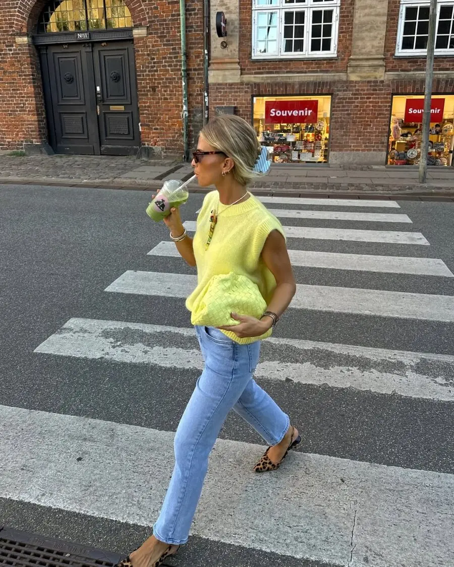 Chic yellow knit for a sunny luncheon vibe