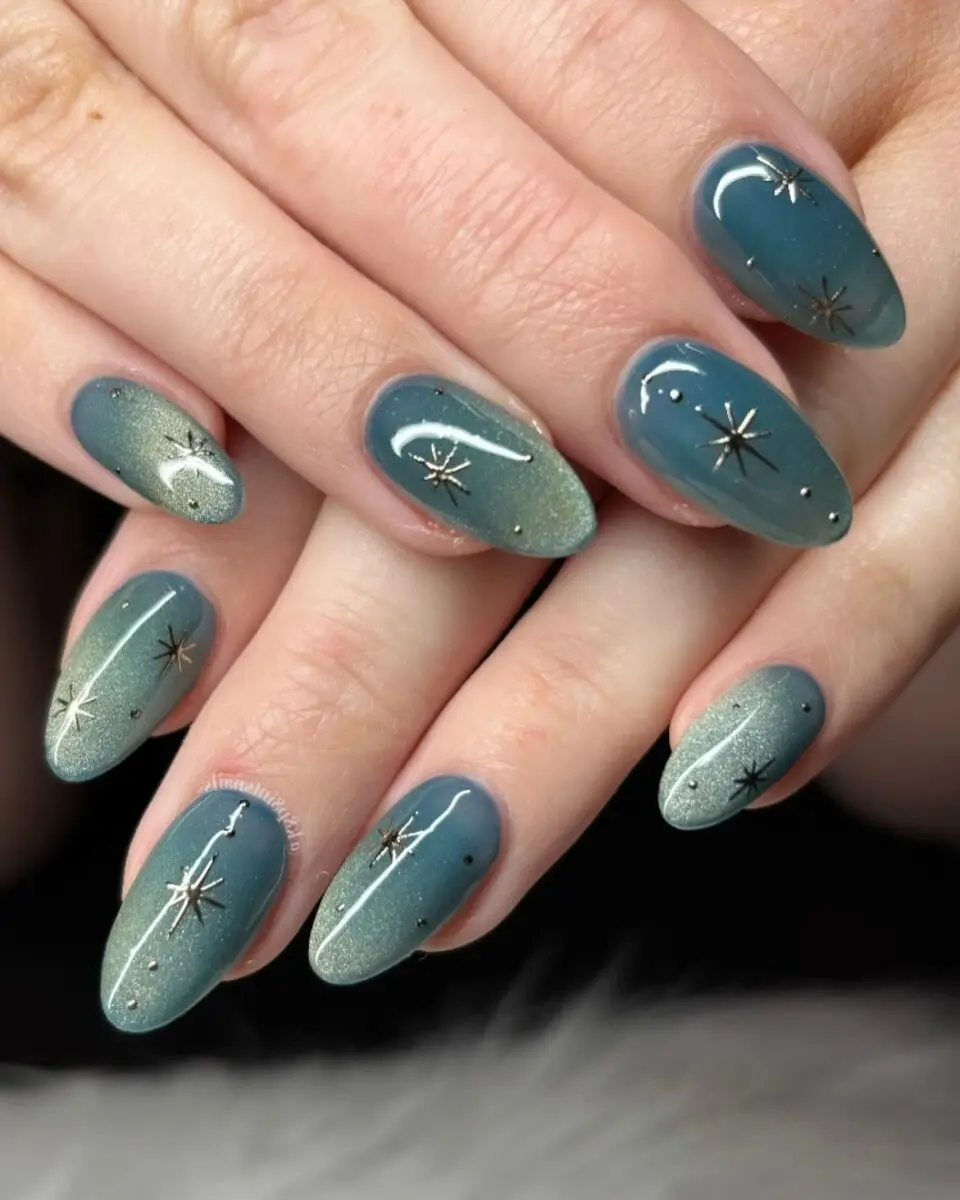 Glistening Cat Eye Effect with Star Accents