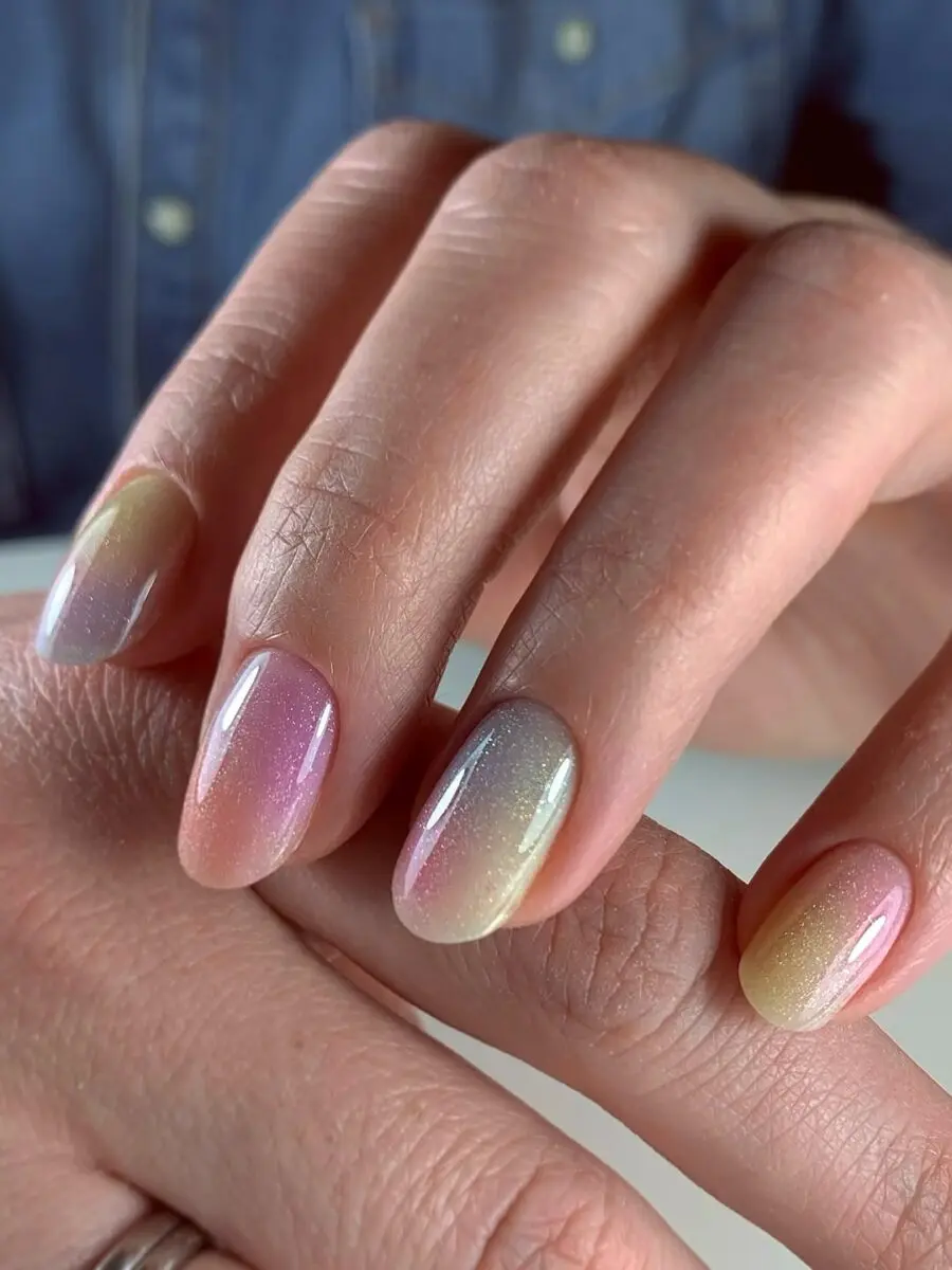 Vibrant Ombré Cat Eye Nail Art Design
