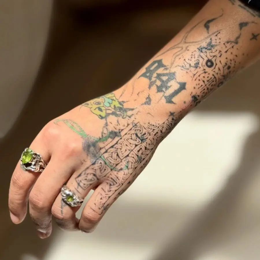 Intricate Celtic Designs on Hand Tattoo