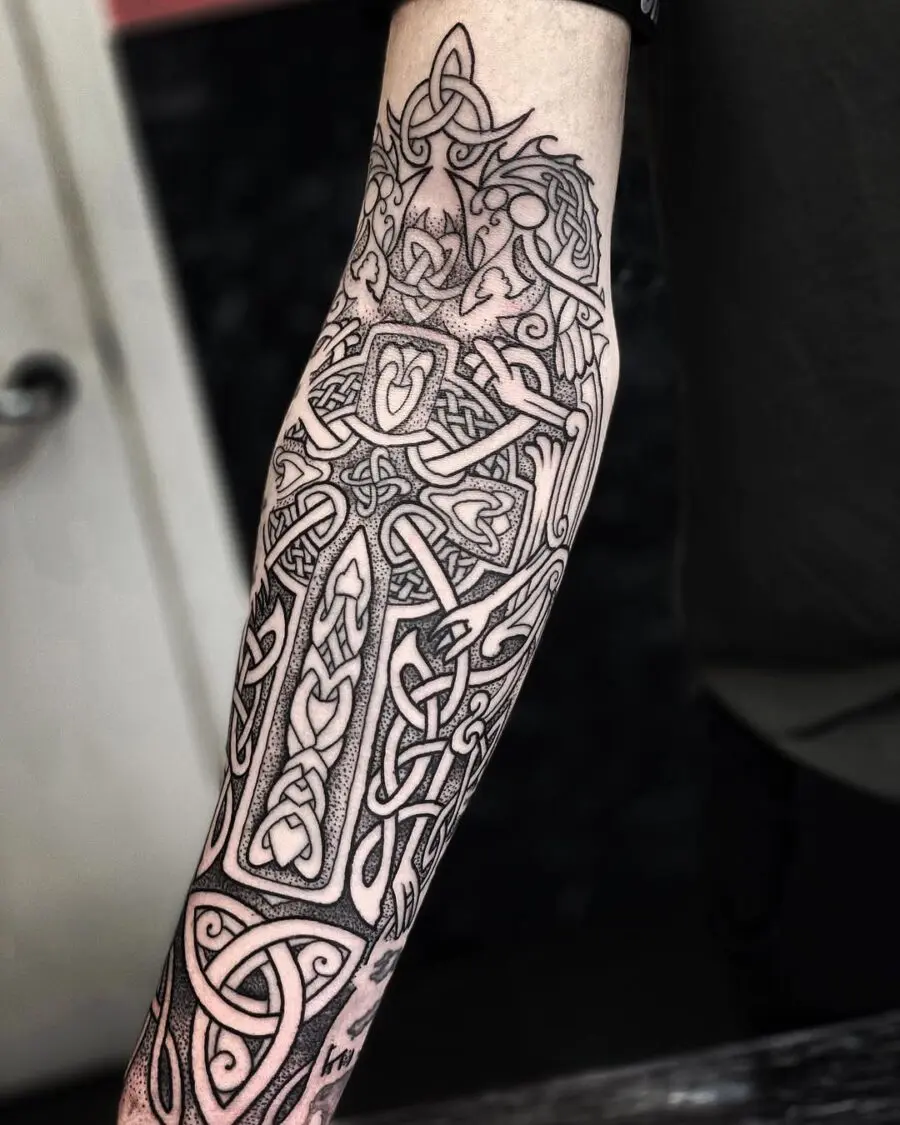 Intricate black ink Celtic tattoo design