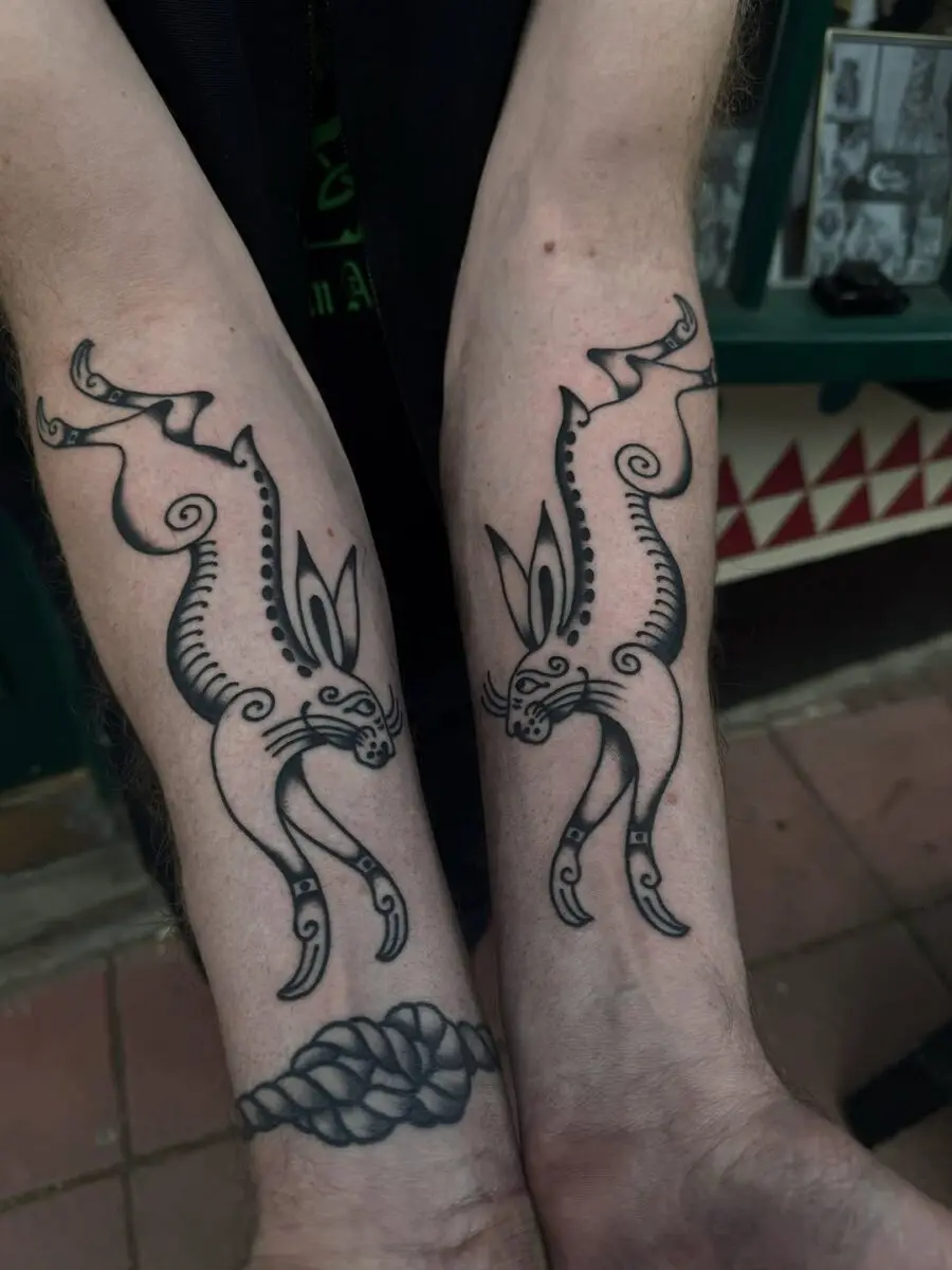Unique rabbit designs featuring intricate swirls
