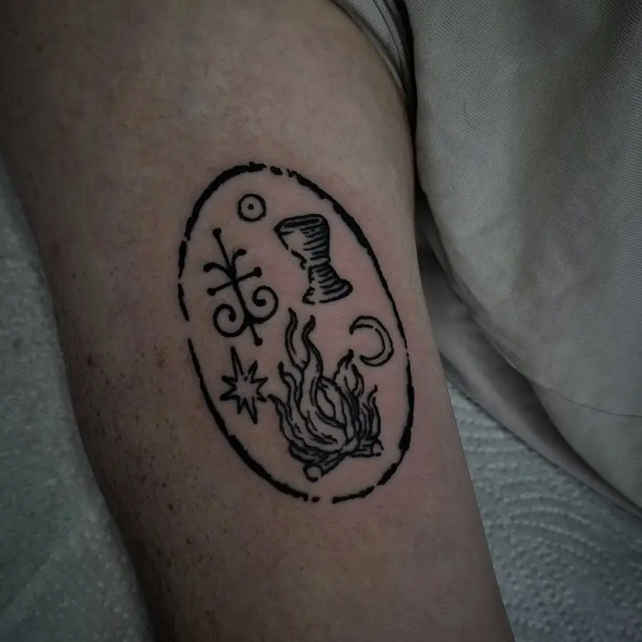 Intricate Celtic symbols in bold outlines