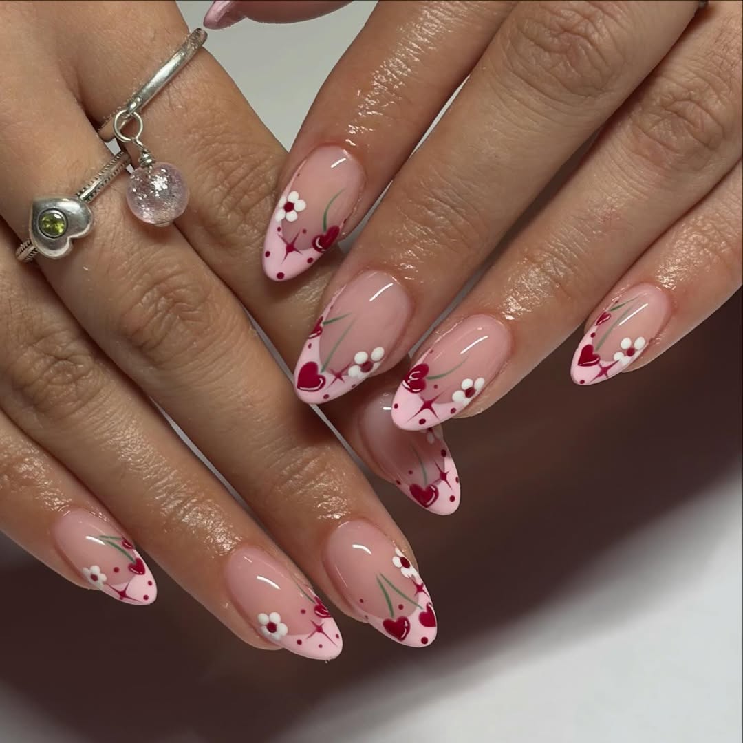 Stylish Cherry-Themed Nail Art Design