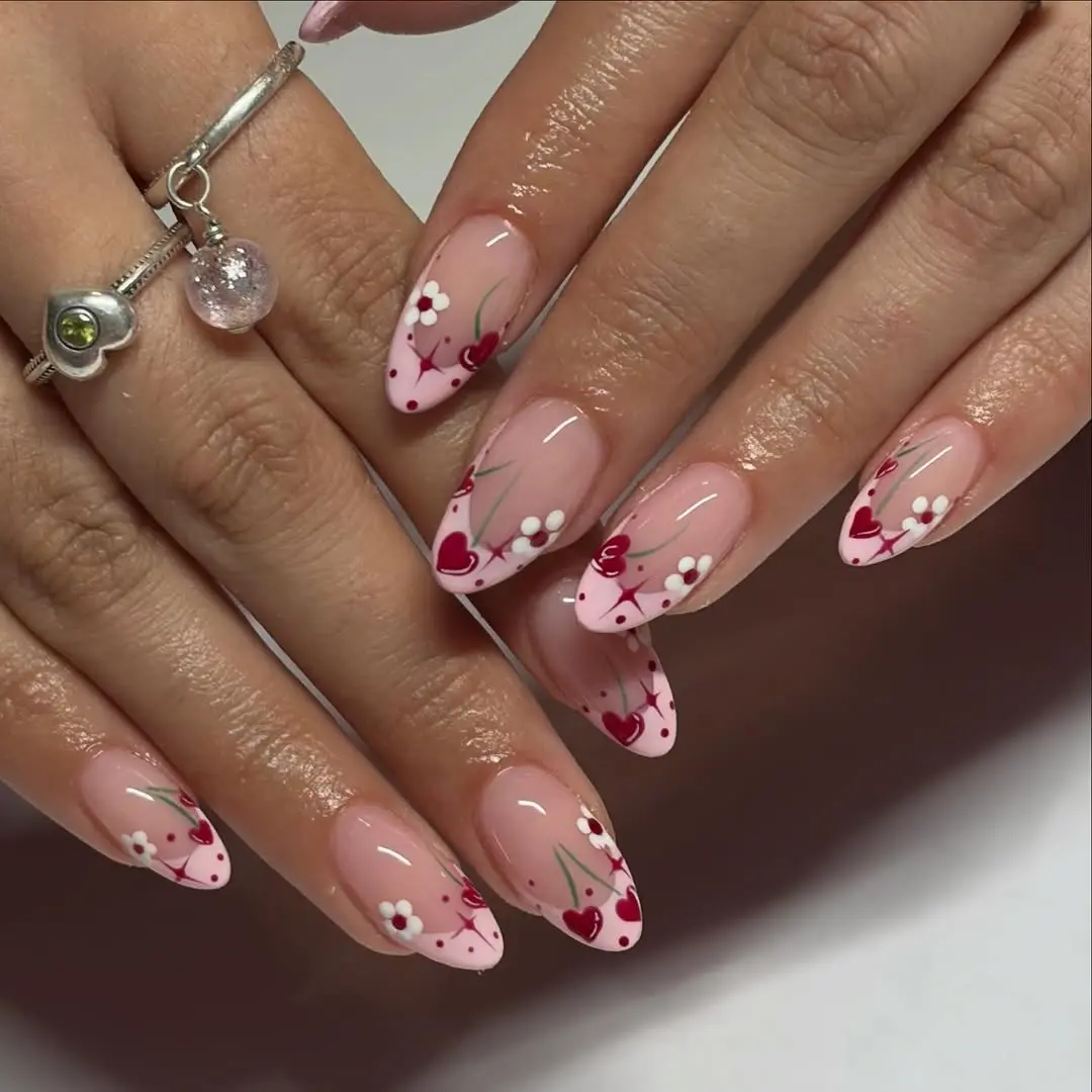 Stylish Cherry-Themed Nail Art Design
