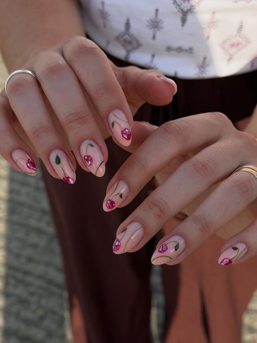 Elegant Cherry Blossom Nail Art Inspiration