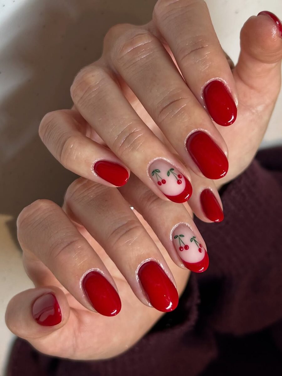 Vibrant Cherry-Inspired Nail Art Design