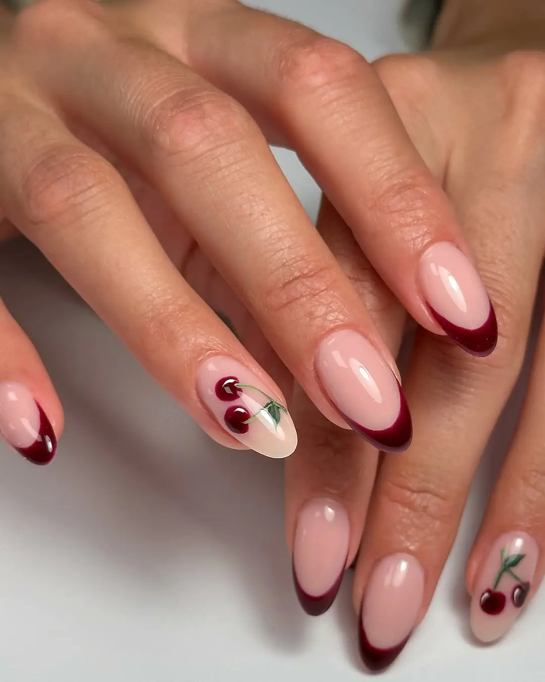 Chic Cherry-Inspired Nail Art Design