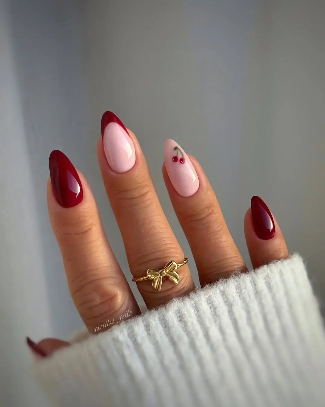 Stylish cherry-themed nail art inspiration