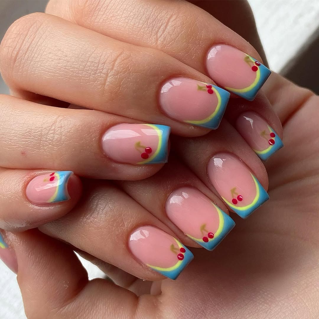 Chic cherry nails for summer flair