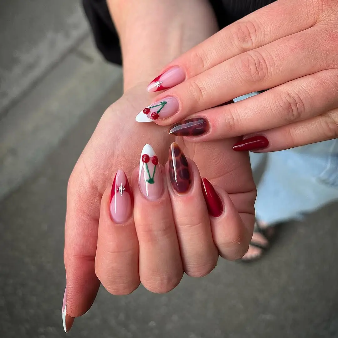 Charming cherry-themed nail art for summer