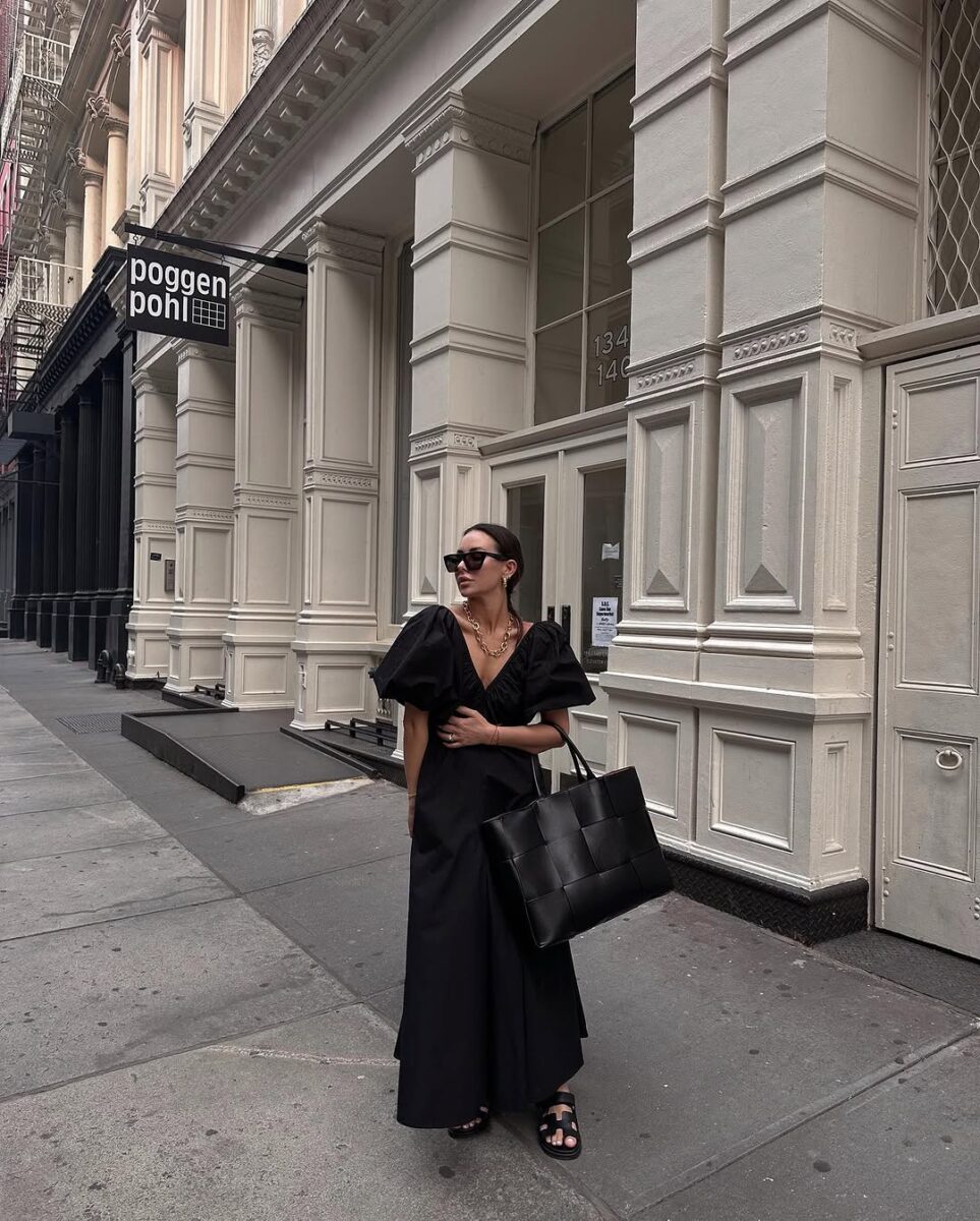 Effortlessly chic black dress street style