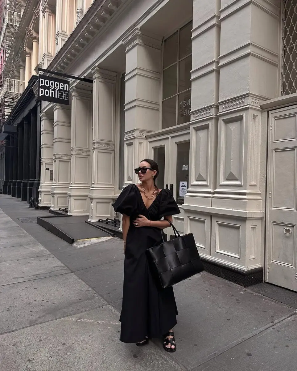 Effortlessly chic black dress street style