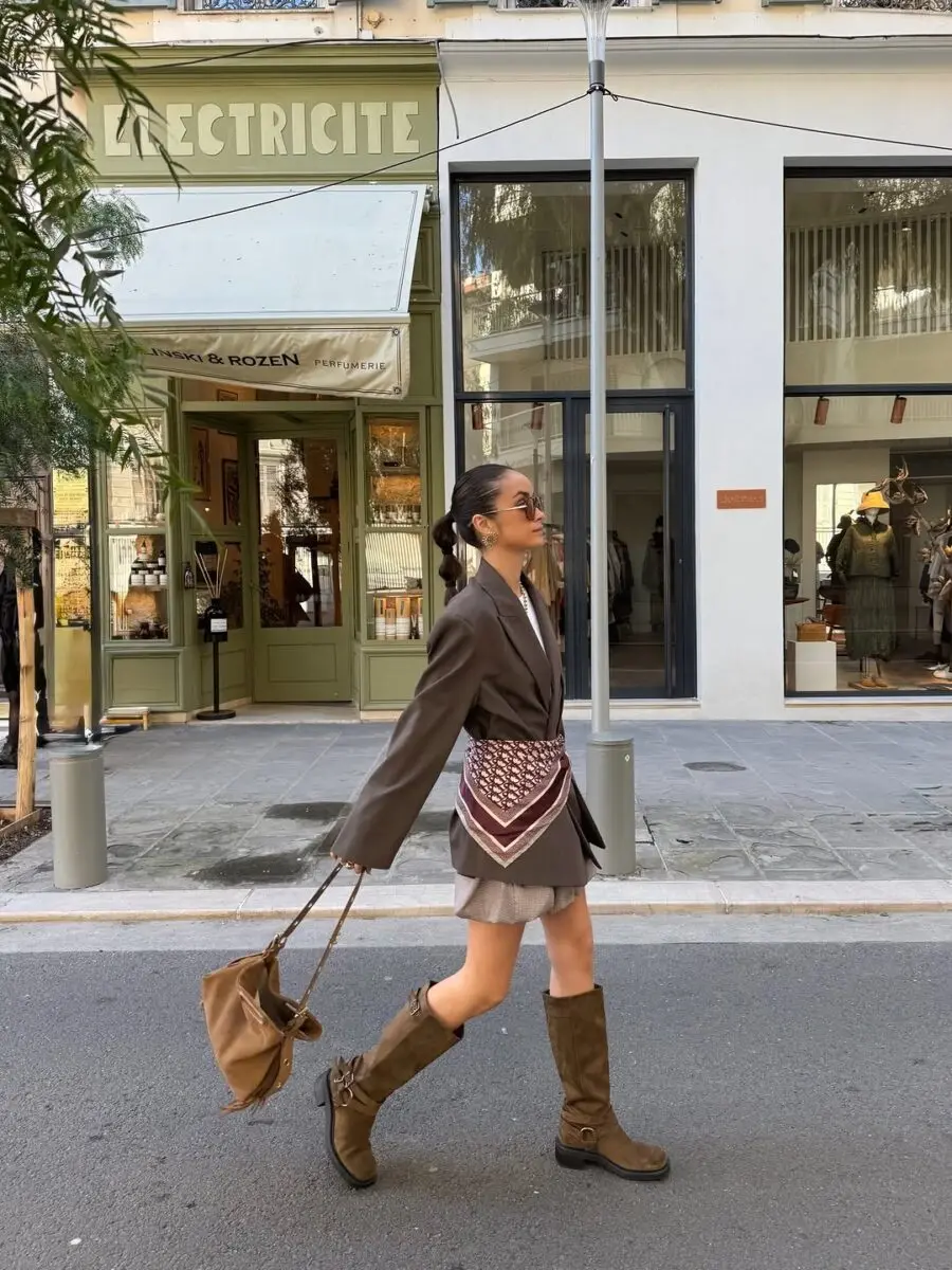 Chic Brown Buckled Boots for Luncheon Outfits