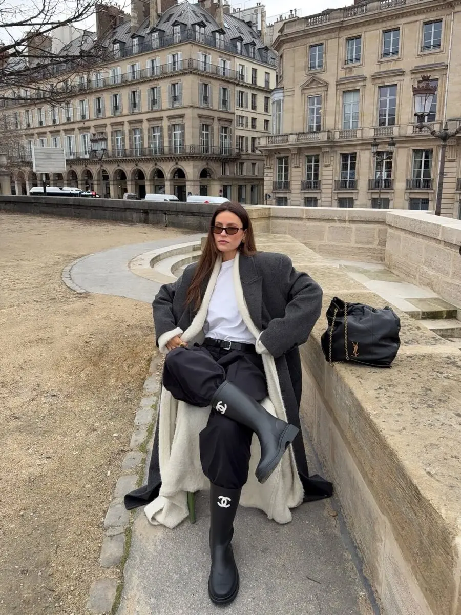 Stylish outfit for rainy Parisian days