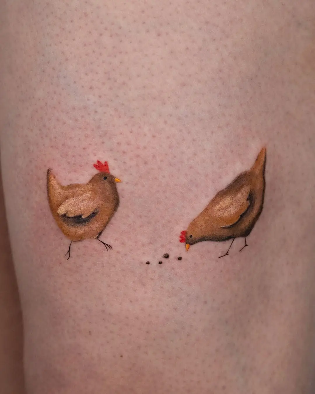 Charming chickens with a whimsical touch in ink