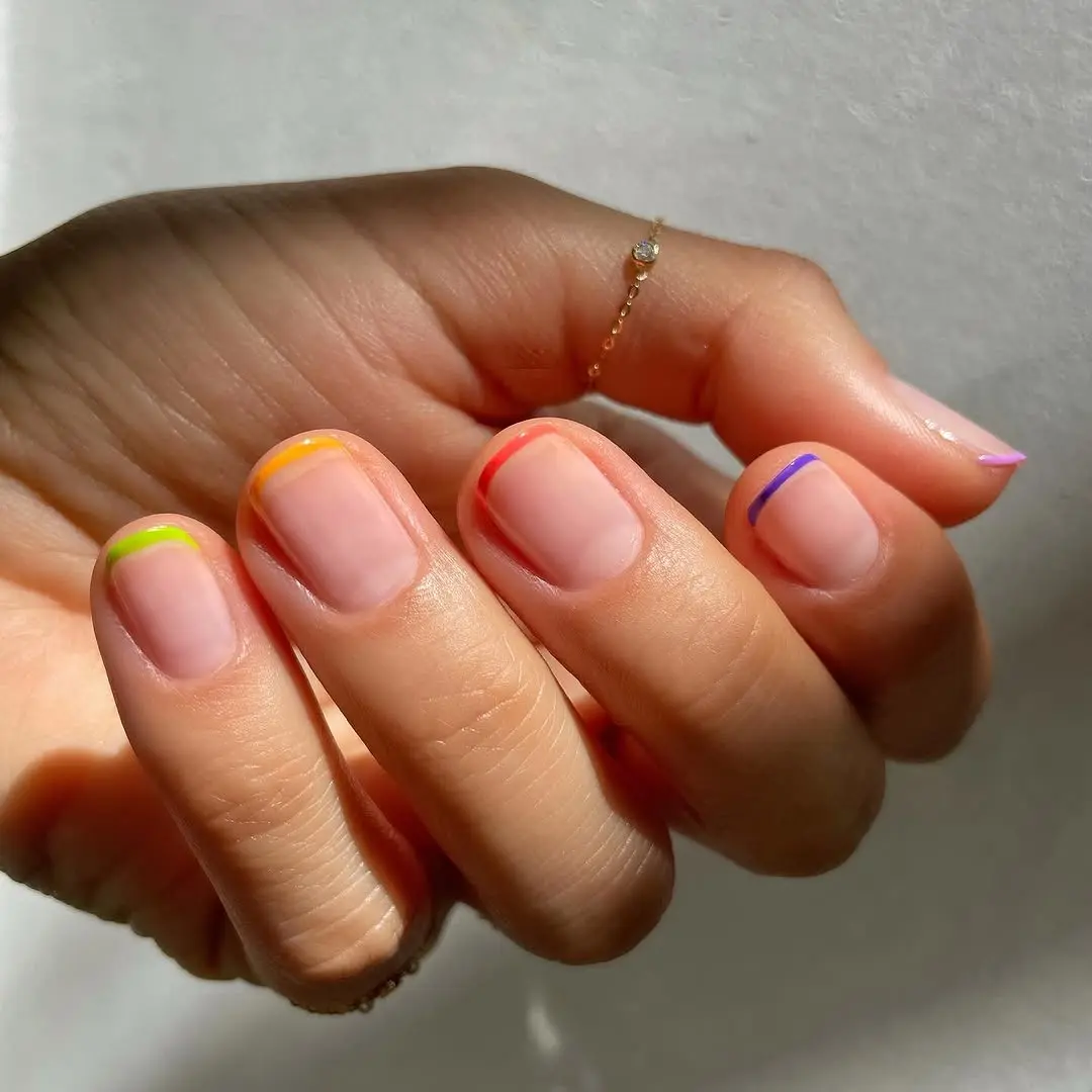 Vibrant and Fun Colorful French Tips