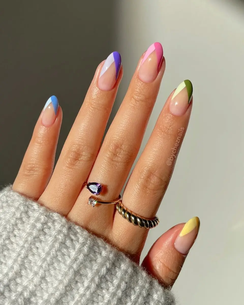 Vibrant and chic colorful French tips