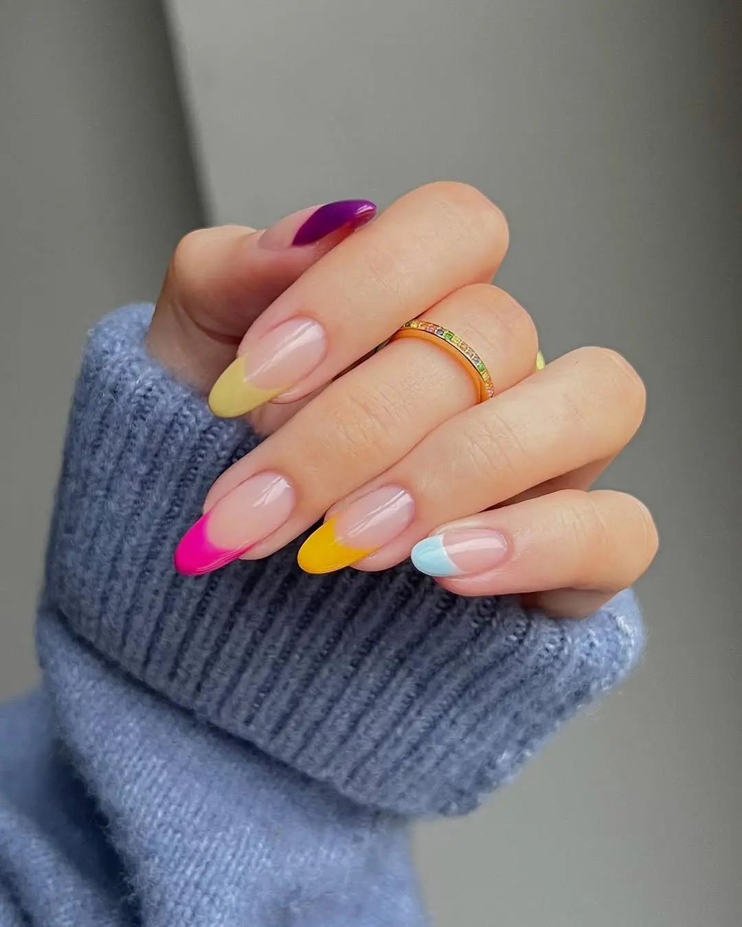 Vibrant Ombre French Tip Design For Chic Looks