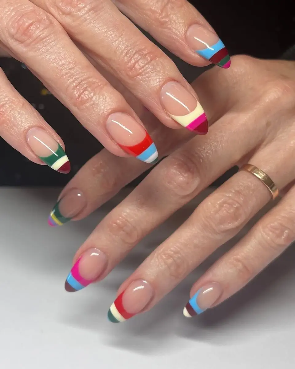 Vibrant and Unique Multicolor French Tips