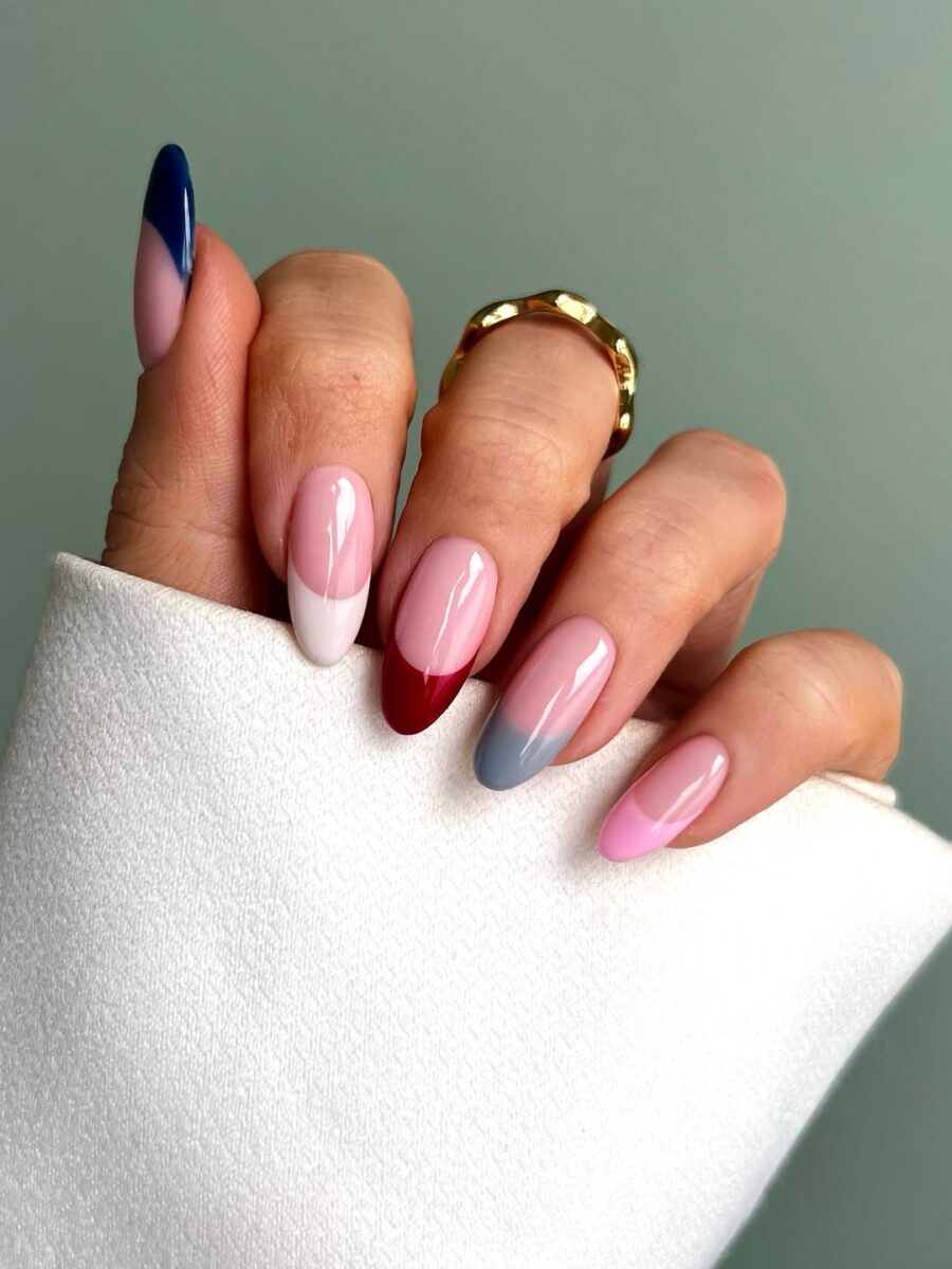 Vibrant and Chic Colorful French Tips