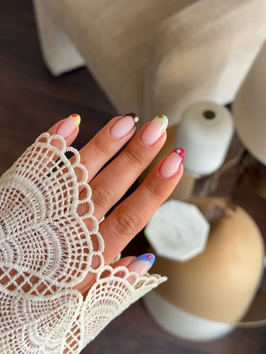 Stylish and playful French tip nail design