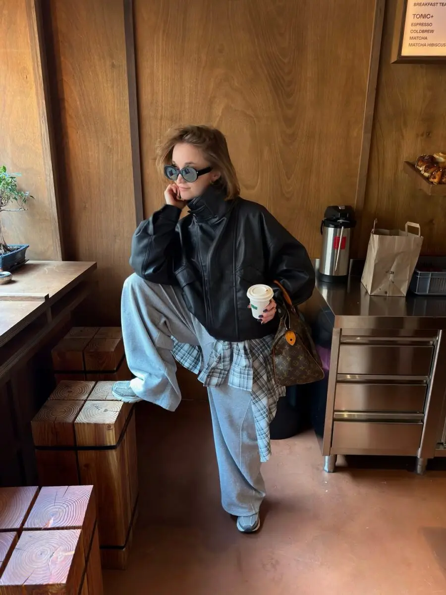 Stylish and cozy layered outfit for café visits