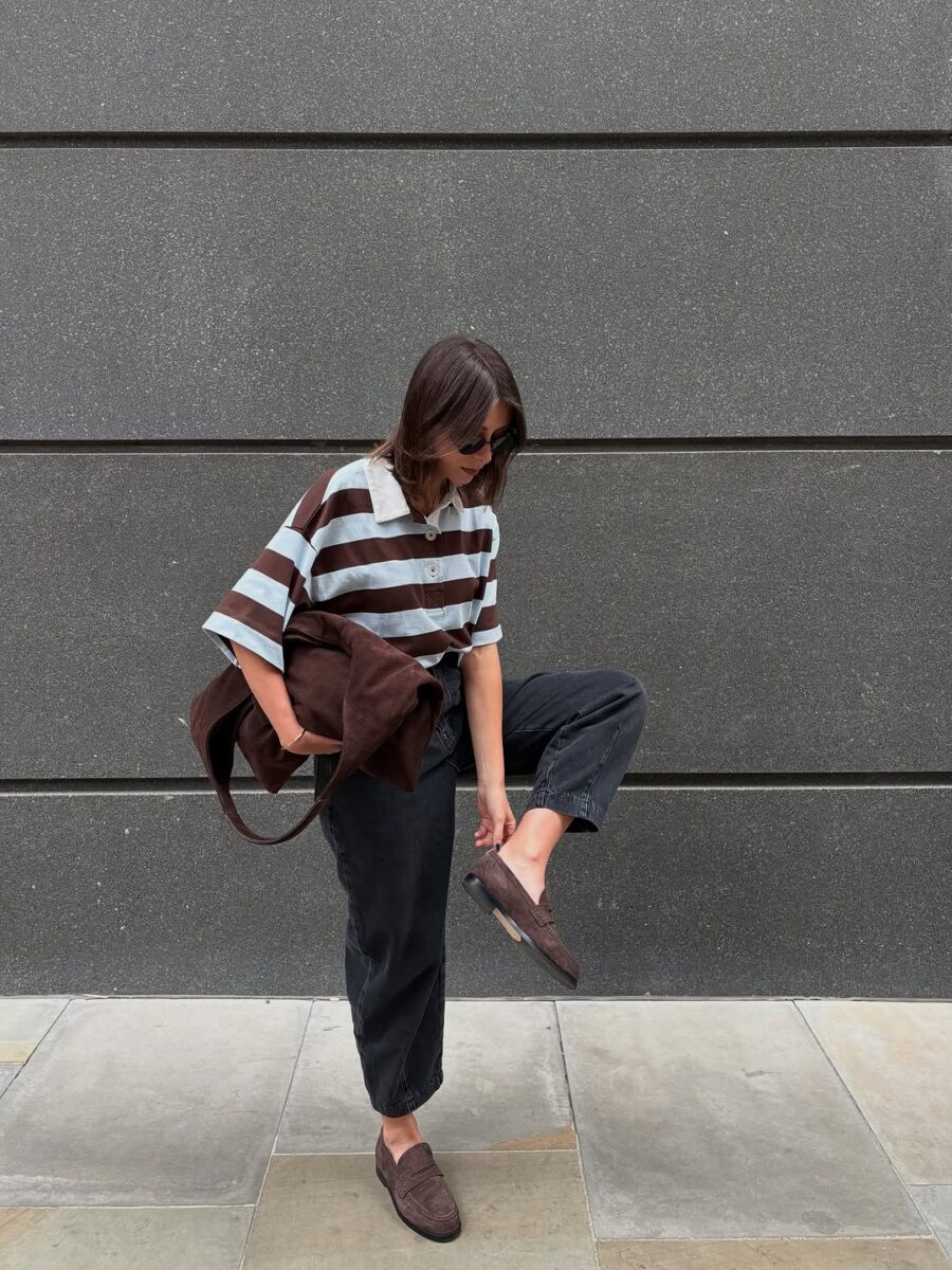 Stylish comfort with stripes and loafers