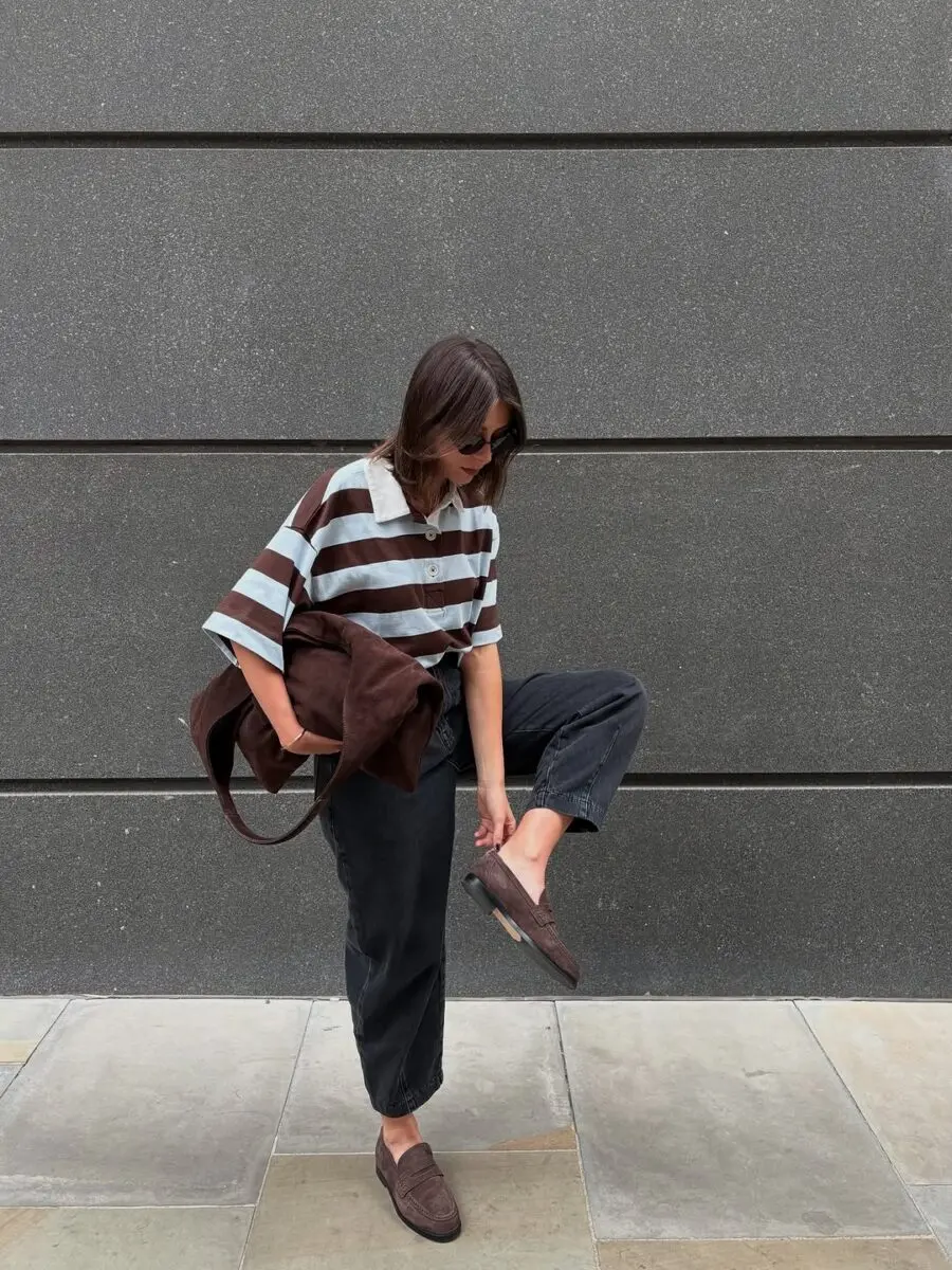 Stylish comfort with stripes and loafers