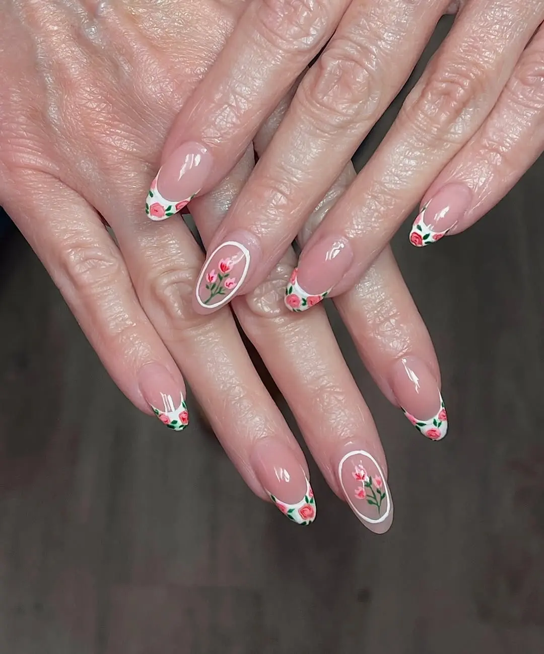 Delicate floral coquette nail art in bloom