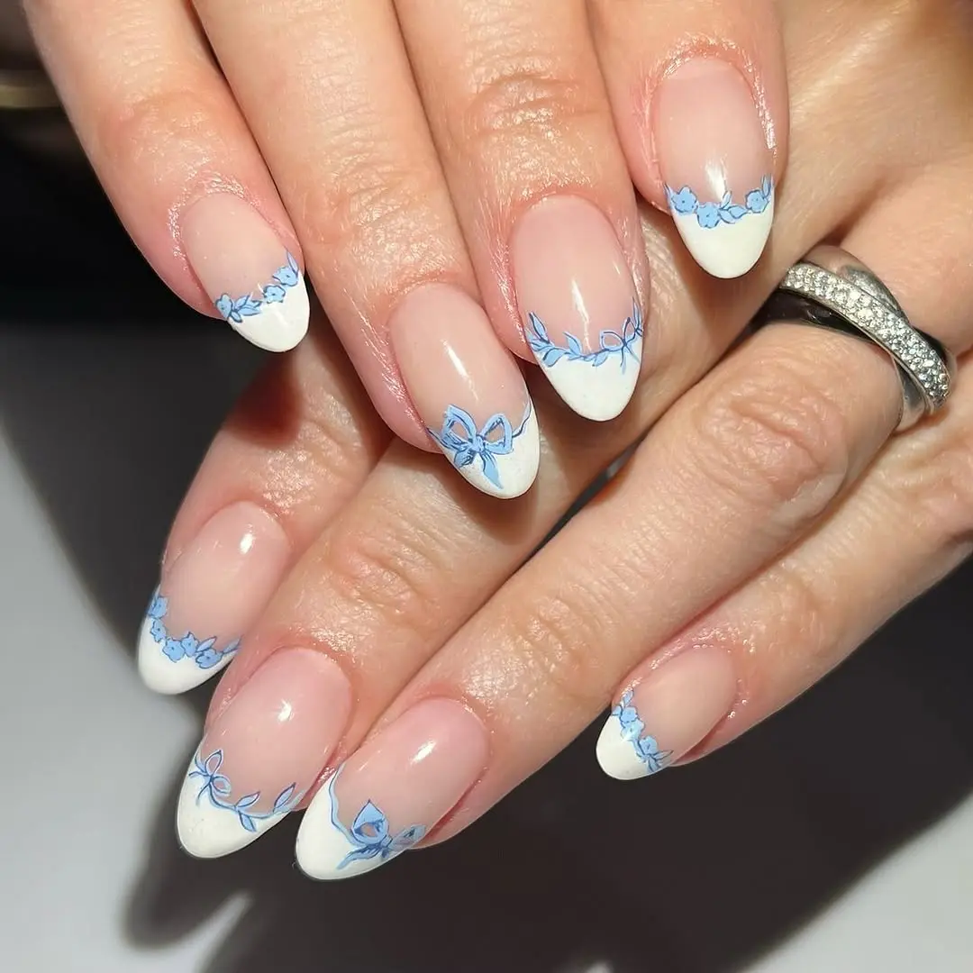 Charming floral coquette nail art design