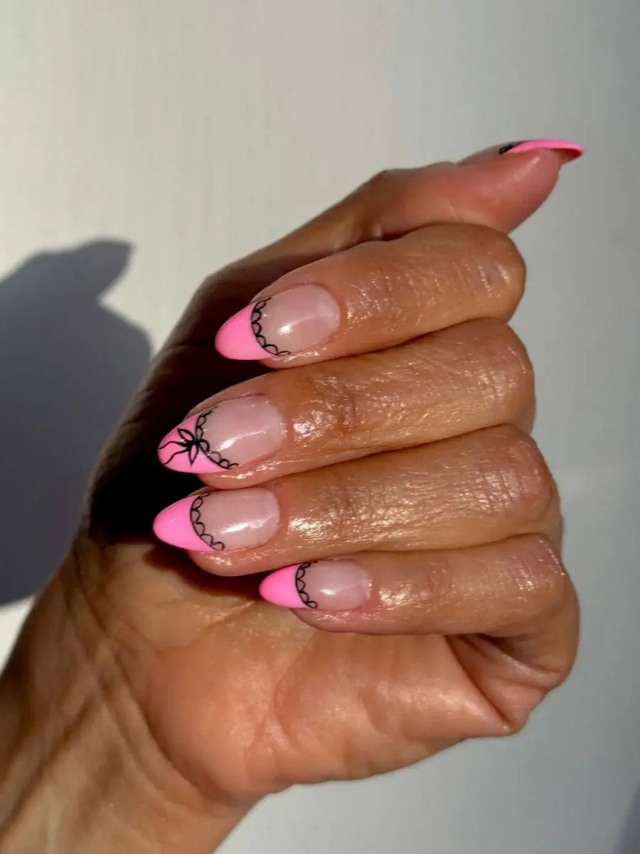 Chic pink coquette nail art with designs