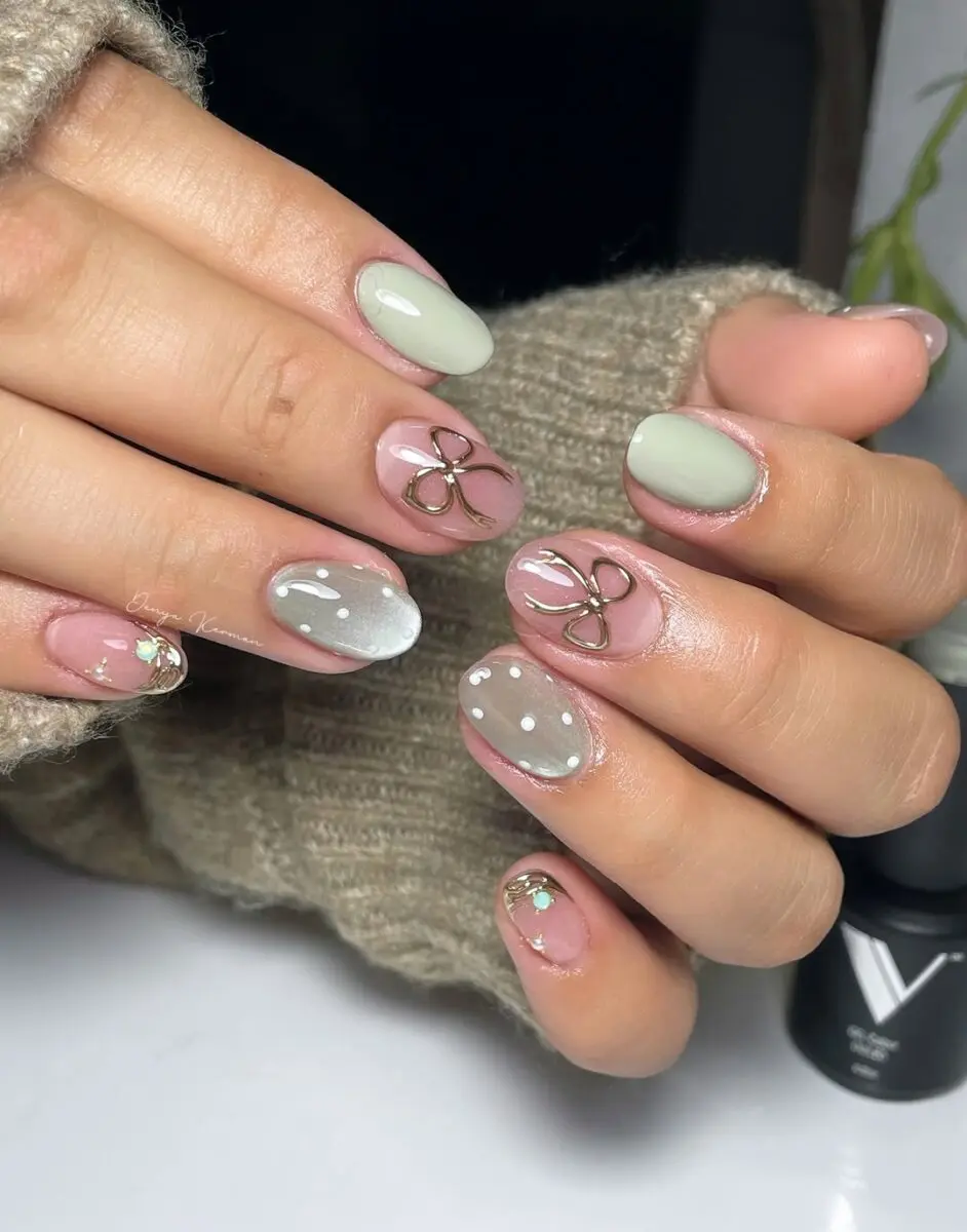 Charming coquette-inspired nails with playful designs