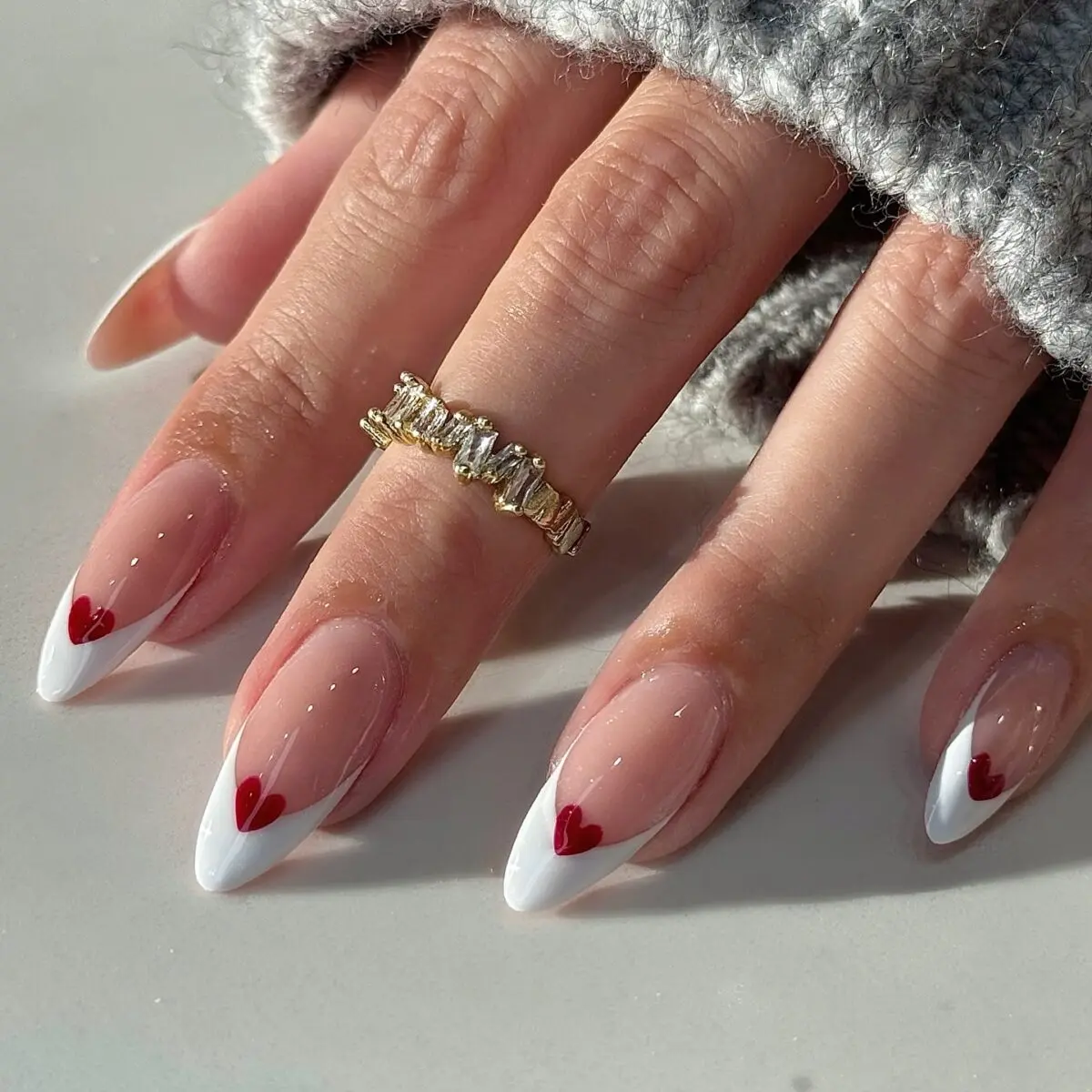 Chic Coquette Nails with Heart Accents