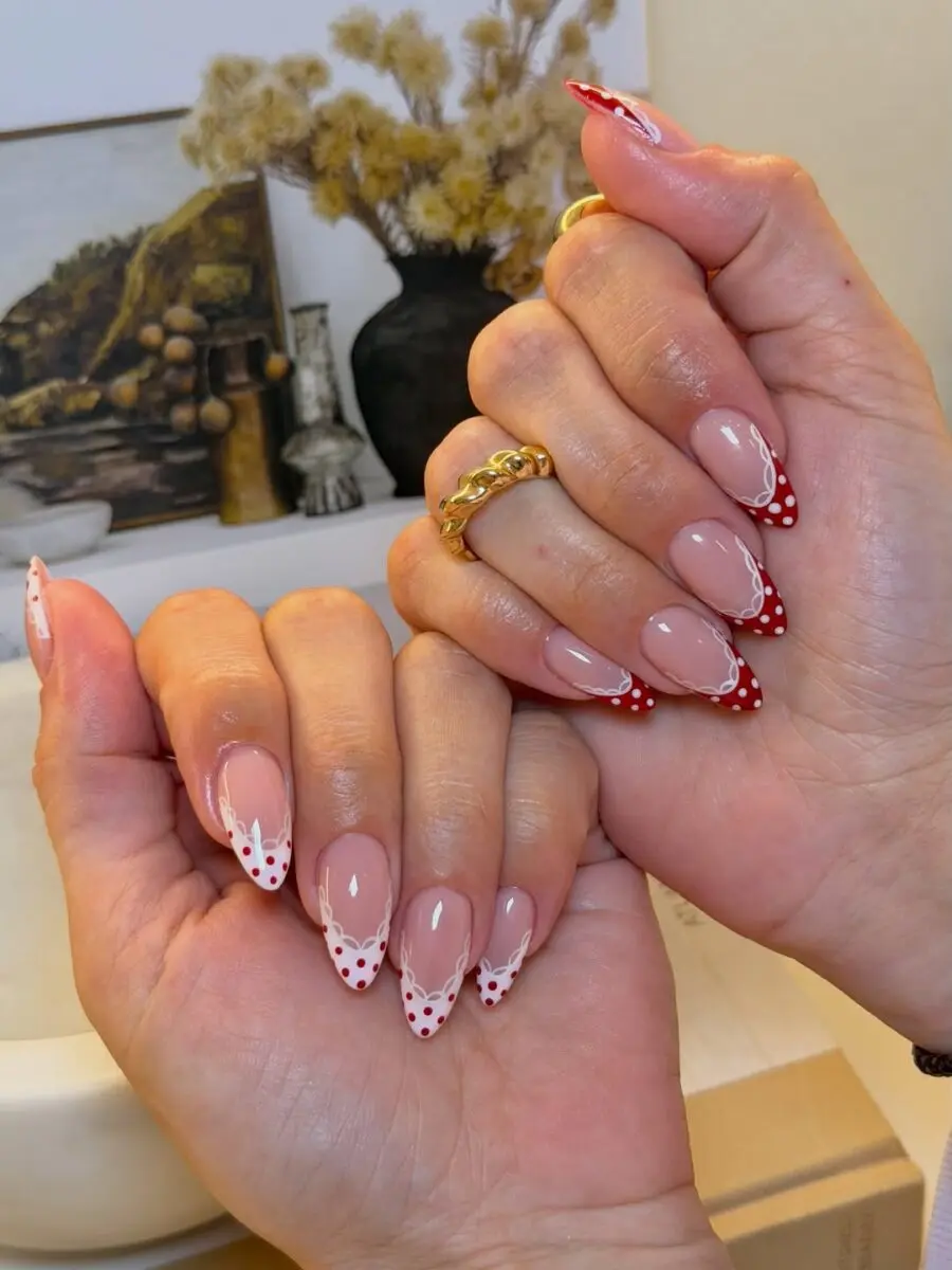 Chic Coquette Nails with Playful Dots