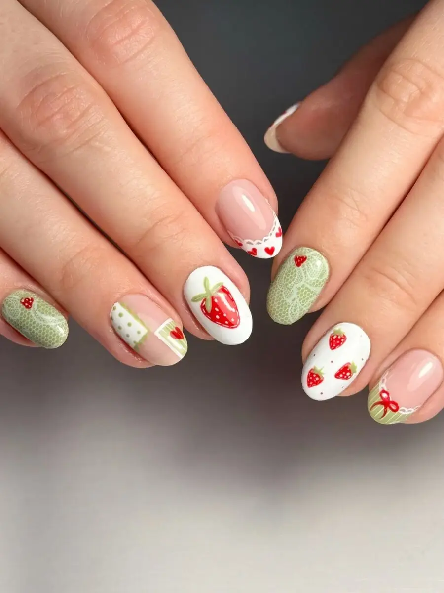 Charming coquette nails with fruity accents